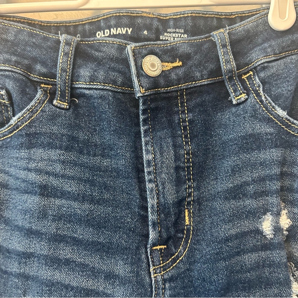 Old Navy high rise rockstar super skinny distressed jeans size 4 - Picture 2 of 16